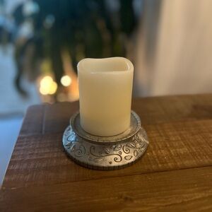 Heavy genuine pewter candle holder stand